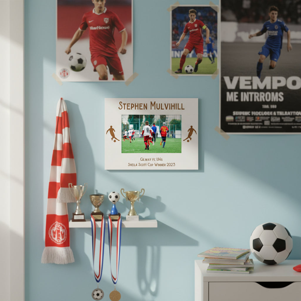 Personalised Football Photo Frame Gift White Wood Finish Photo Frame ukgiftstoreonline
