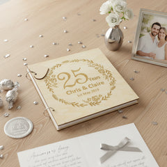 Personalised Engraved Wooden 25th Anniversary Scrapbook Photo Album Keepsake Scrapbook Guest Book ukgiftstoreonline