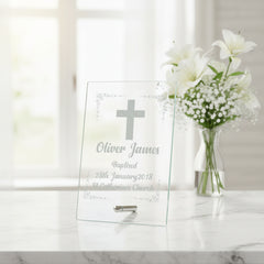 Personalised Baptism Gift Keepsake Glass Plaque Engraved Personalised Crystal Glass ukgiftstoreonline