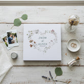 Personalised Large Linen Cover Wedding Photo Album Watercolour Flowers Heart photo album ukgiftstoreonline