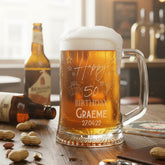 Personalised 50th Birthday Engraved Pint Beer Tankard Glass with Stars personalised beer glasses ukgiftstoreonline