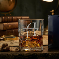 Personalised Custom Engraved Crystal Cut Whiskey Glass With name and Letter Personalised Whiskey Glass ukgiftstoreonline
