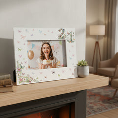 21st Birthday Photo Picture Frame Gift For Her With Butterflies and Flowers Photo Frame ukgiftstoreonline