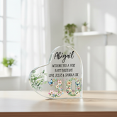 Personalised 30th Birthday Gift Heart Block in Silk Lined Gift Box With Flowers and Butterflies Acrylic Glass Gift ukgiftstoreonline