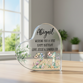 Personalised 21st Birthday Gift Heart Block in Silk Lined Gift Box With Flowers and Butterflies Acrylic Glass Gift ukgiftstoreonline