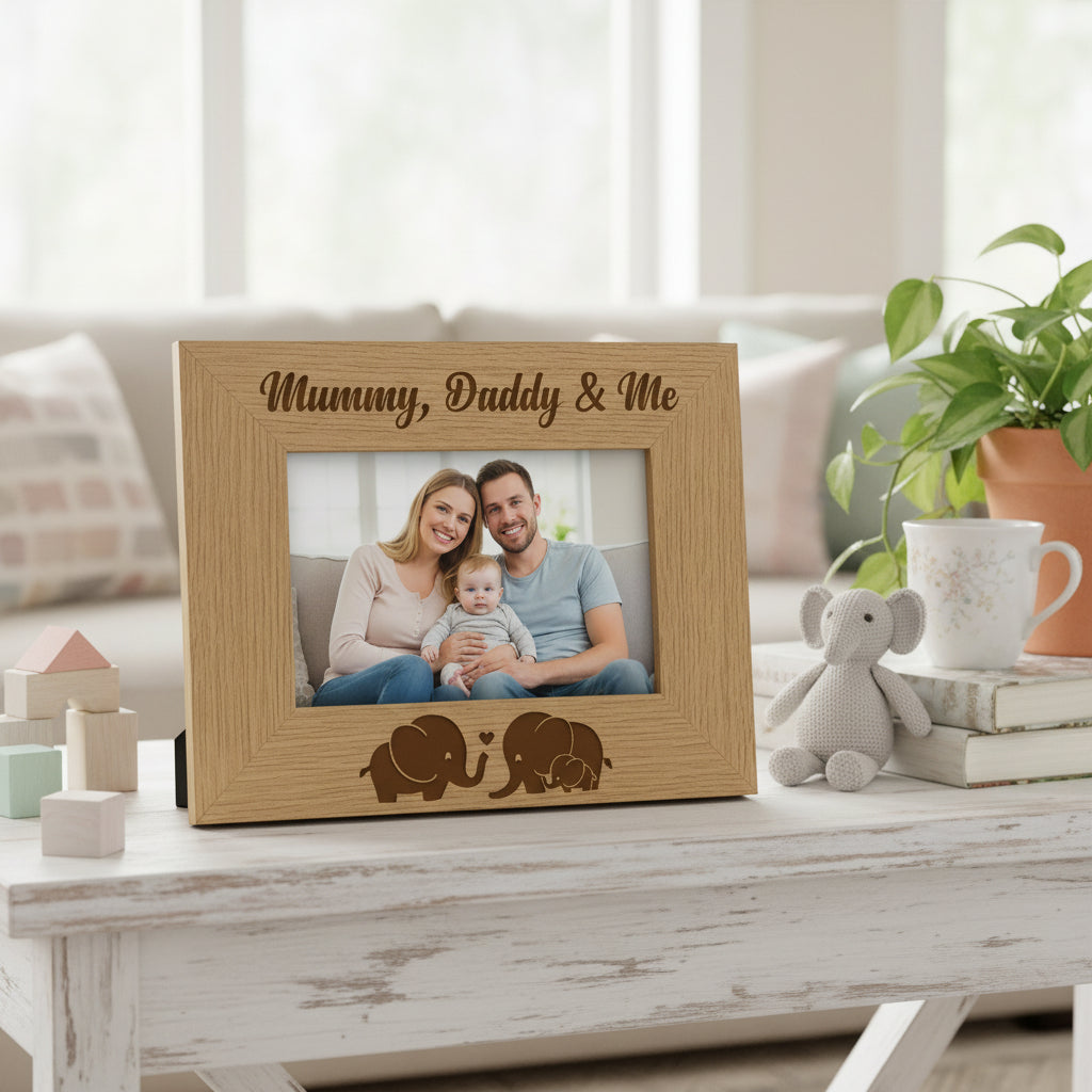 Mummy Daddy and Me Engraved Wooden Photo Frame Gift Daddy Photo Frame ukgiftstoreonline