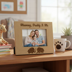 Mummy Daddy and Me Engraved Wooden Photo Frame Gift