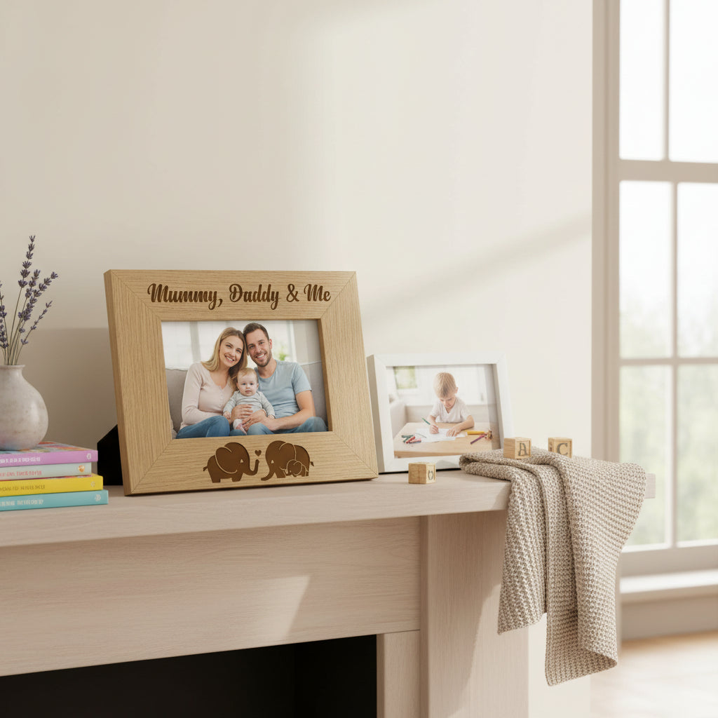 Mummy Daddy and Me Engraved Wooden Photo Frame Gift Daddy Photo Frame ukgiftstoreonline