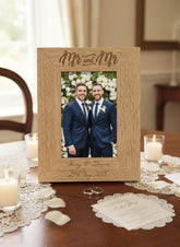 Personalised Engraved Mr and Mr Wooden Photo Frame Wedding Gift wedding photo frame ukgiftstoreonline 5 x 7 Inch