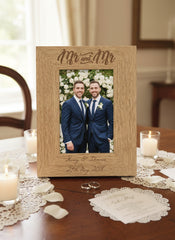 Personalised Engraved Mr and Mr Wooden Photo Frame Wedding Gift wedding photo frame ukgiftstoreonline 5 x 7 Inch