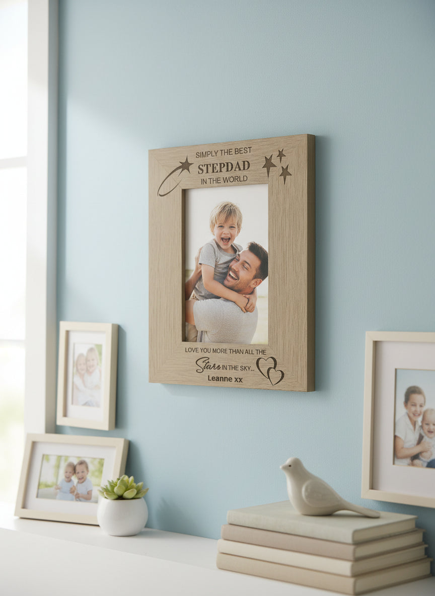 Personalised Best Stepdad Wooden Photo Frame Gift Photo Frame ukgiftstoreonline