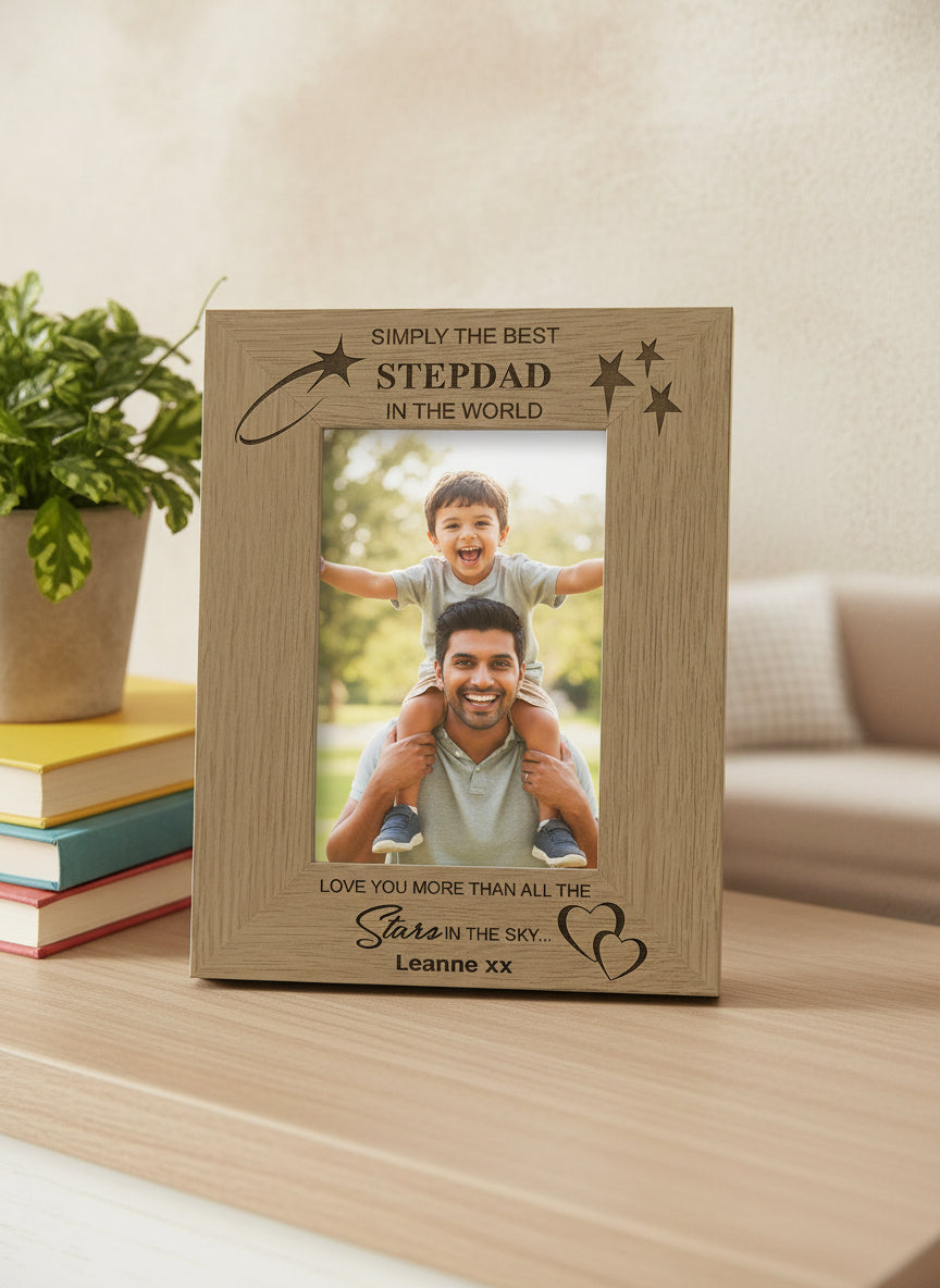 Personalised Best Stepdad Wooden Photo Frame Gift Photo Frame ukgiftstoreonline 5 x 7 Inch
