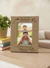 Personalised Best Stepdad Wooden Photo Frame Gift Photo Frame ukgiftstoreonline 5 x 7 Inch