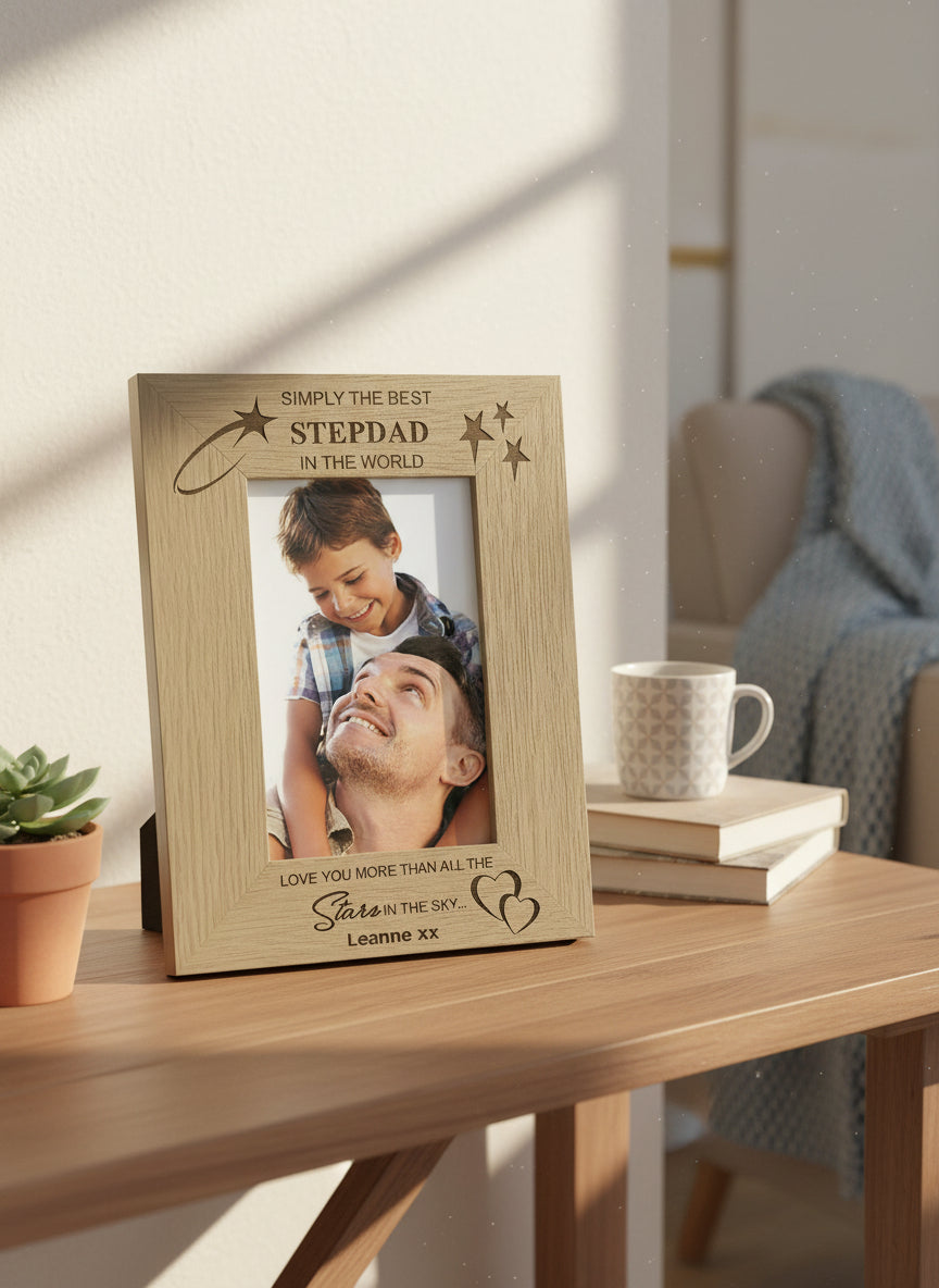 Personalised Best Stepdad Wooden Photo Frame Gift Photo Frame ukgiftstoreonline