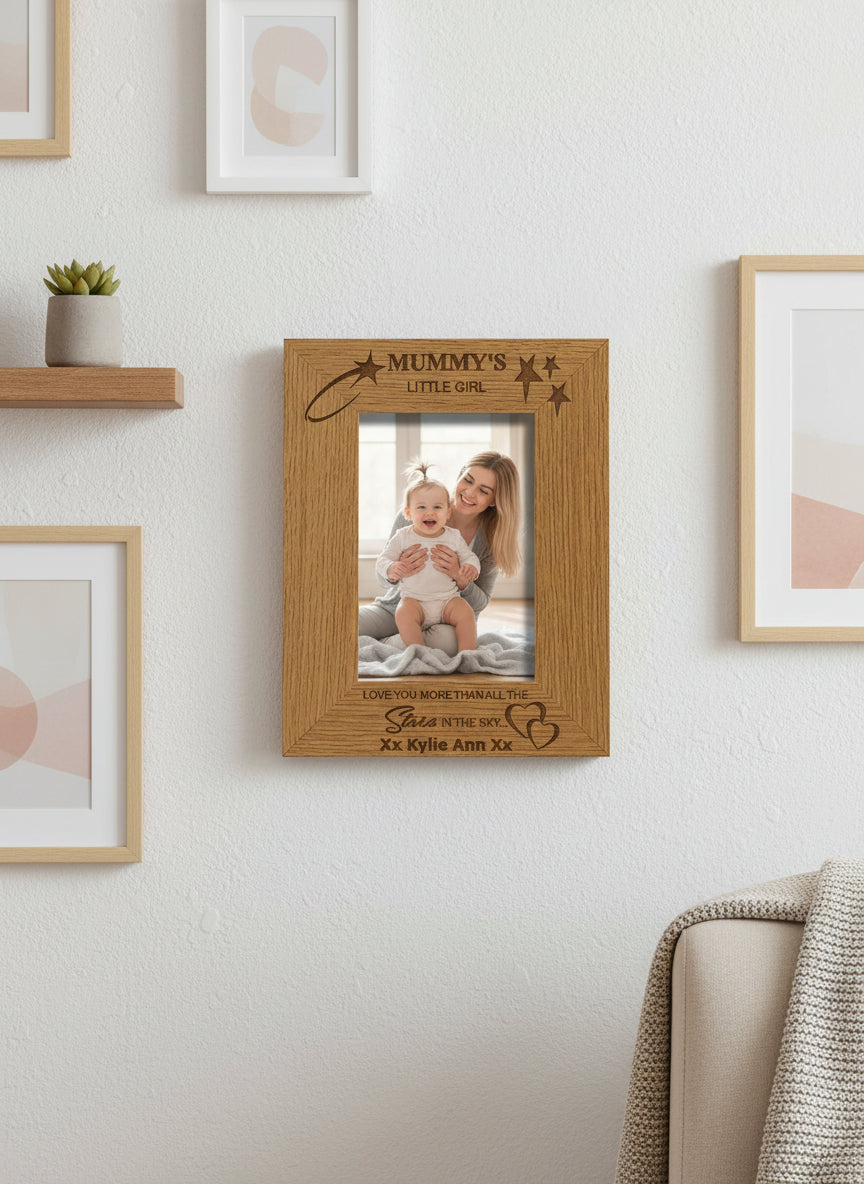 Personalised Mummy's Little Girl Photo Engraved Wooden Frame Gift Portrait Photo Frame ukgiftstoreonline