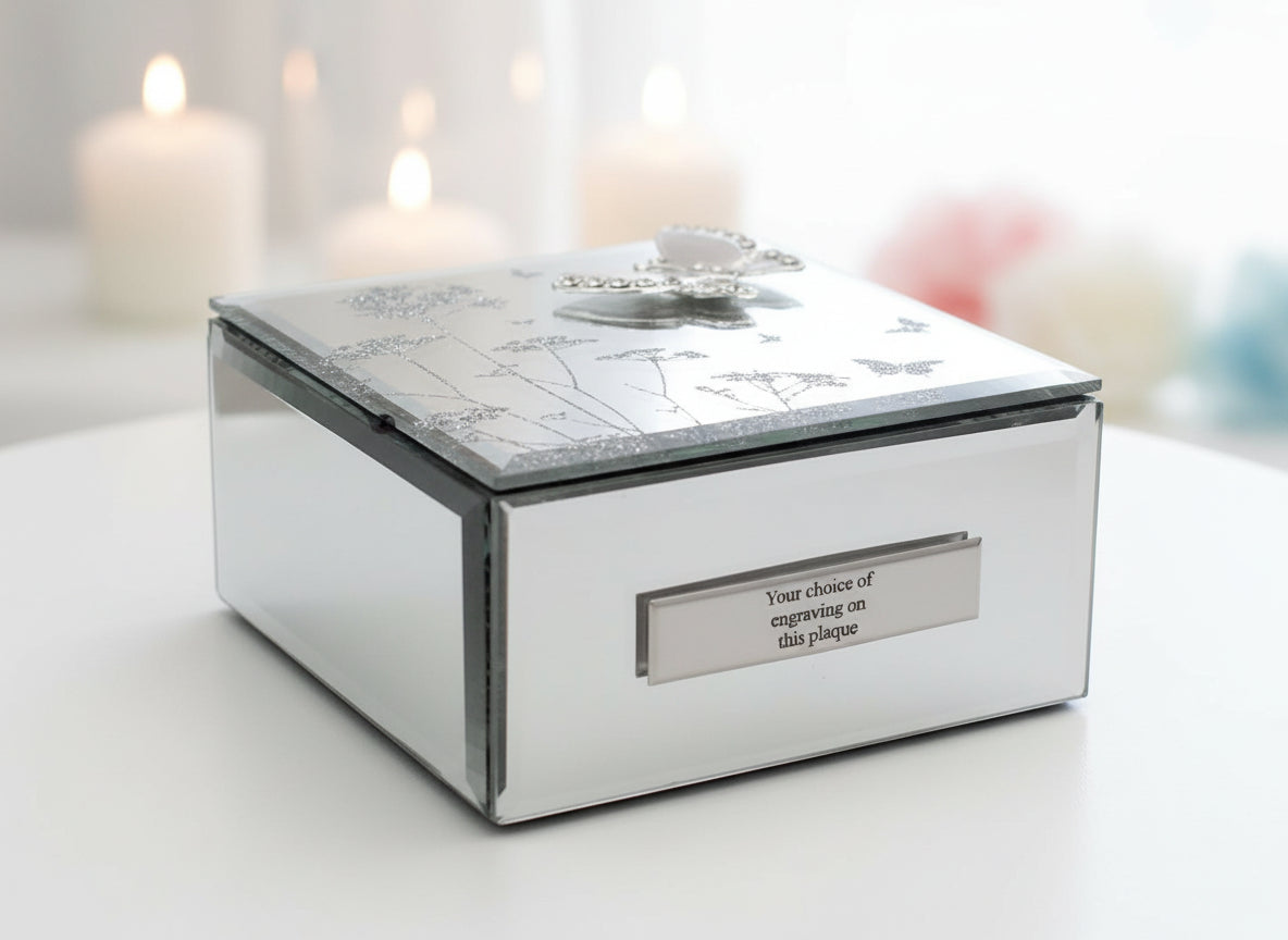 Personalised Beautiful Mirror Glass Butterfly Jewellery Box Gift For Her Personalised Jewellery Box ukgiftstoreonline