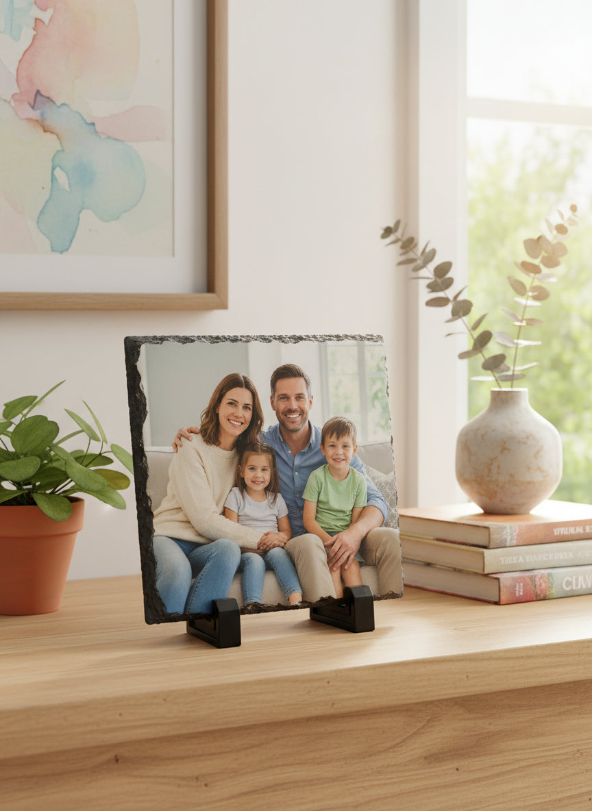 Personalised Printed Matte Rock Slate Any Photo Square Gift Personalised Rock Slate ukgiftstoreonline