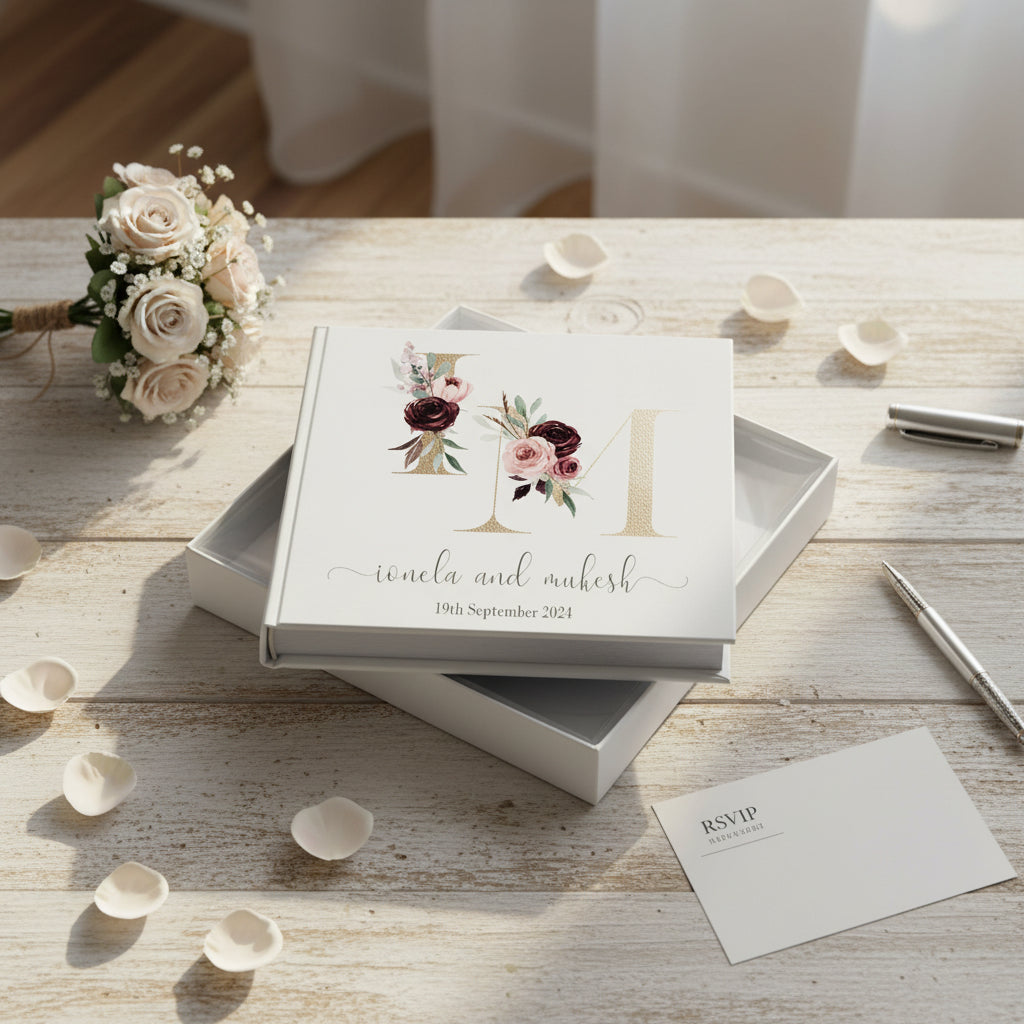 Personalised Initials Wedding Photo Album Gift for Couple 6x4" Gift Boxed wedding photo album ukgiftstoreonline