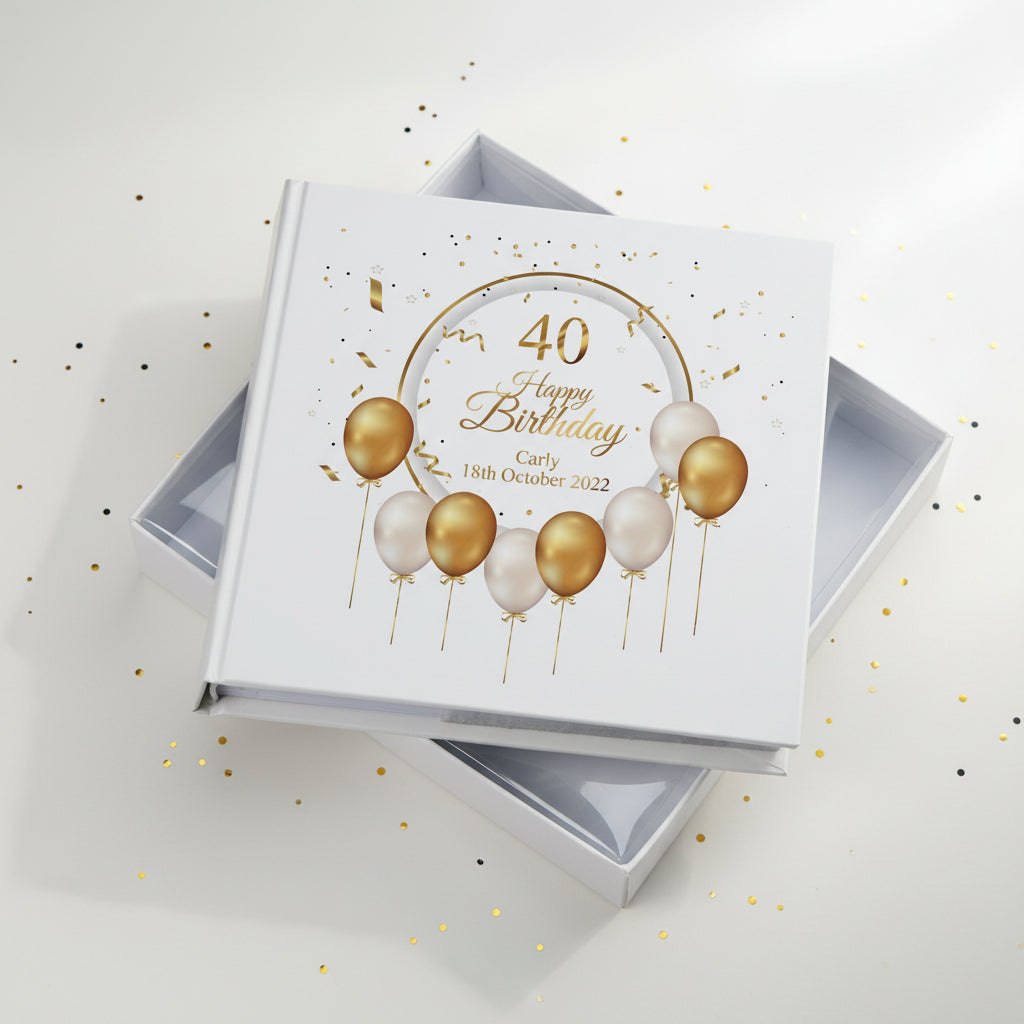 Personalised 40th Birthday Photo Album Gift With Gold Balloons Birthday Photo Album ukgiftstoreonline