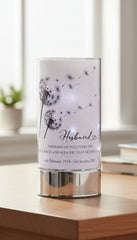 Personalised Husband In Loving Memory Led Lamp With Dandelions Sympathy Gift Personalised Lights ukgiftstoreonline