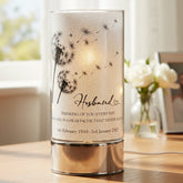 Personalised Husband In Loving Memory Led Lamp With Dandelions Sympathy Gift Personalised Lights ukgiftstoreonline