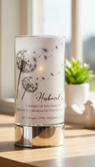 Personalised Husband In Loving Memory Led Lamp With Dandelions Sympathy Gift Personalised Lights ukgiftstoreonline