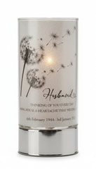 Personalised Husband In Loving Memory Led Lamp With Dandelions Sympathy Gift Personalised Lights ukgiftstoreonline