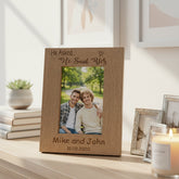 Personalised Gay Couple Engagement Photo Frame gift Wooden Engraved Personalised Engagement Gift ukgiftstoreonline