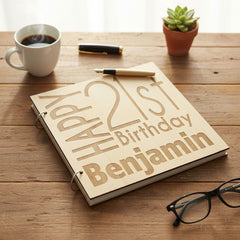 ukgiftstoreonline Personalised 21st Birthday Engraved Large Wooden Scrapbook Photo Album Scrapbook Guest Book ukgiftstoreonline