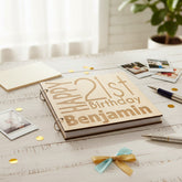 ukgiftstoreonline Personalised 21st Birthday Engraved Large Wooden Scrapbook Photo Album Scrapbook Guest Book ukgiftstoreonline