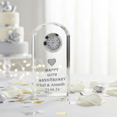 Personalised 60th Wedding Anniversary Crystal Glass Clock Gift