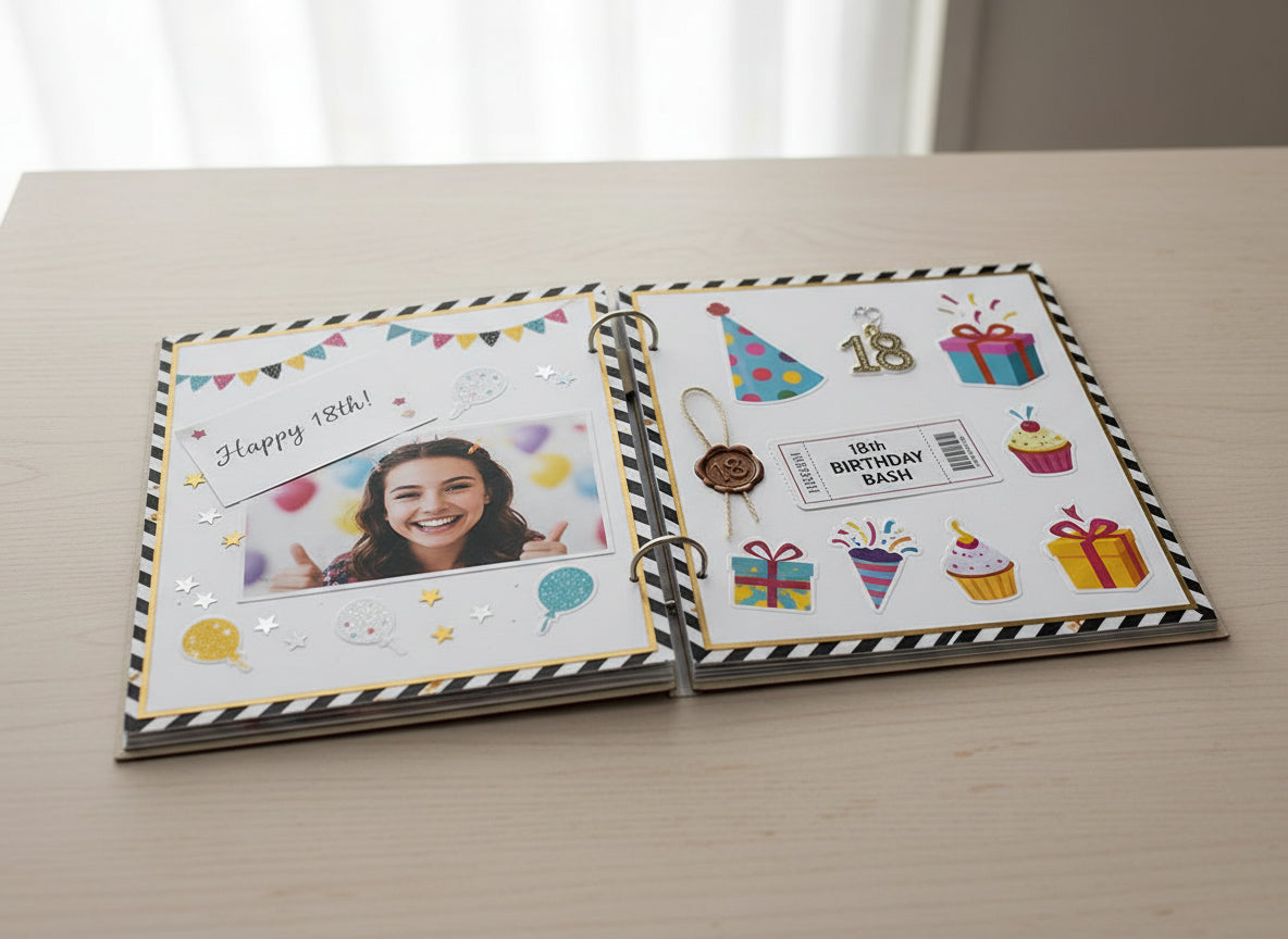 Personalised Large Engraved Wooden Any Age Birthday Guest Book Scrap Book Album Birthday Photo Album ukgiftstoreonline