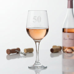 Personalised 50th Birthday Engraved Wine Glass Gift Name & Sentiment Personalised Wine Glasses ukgiftstoreonline