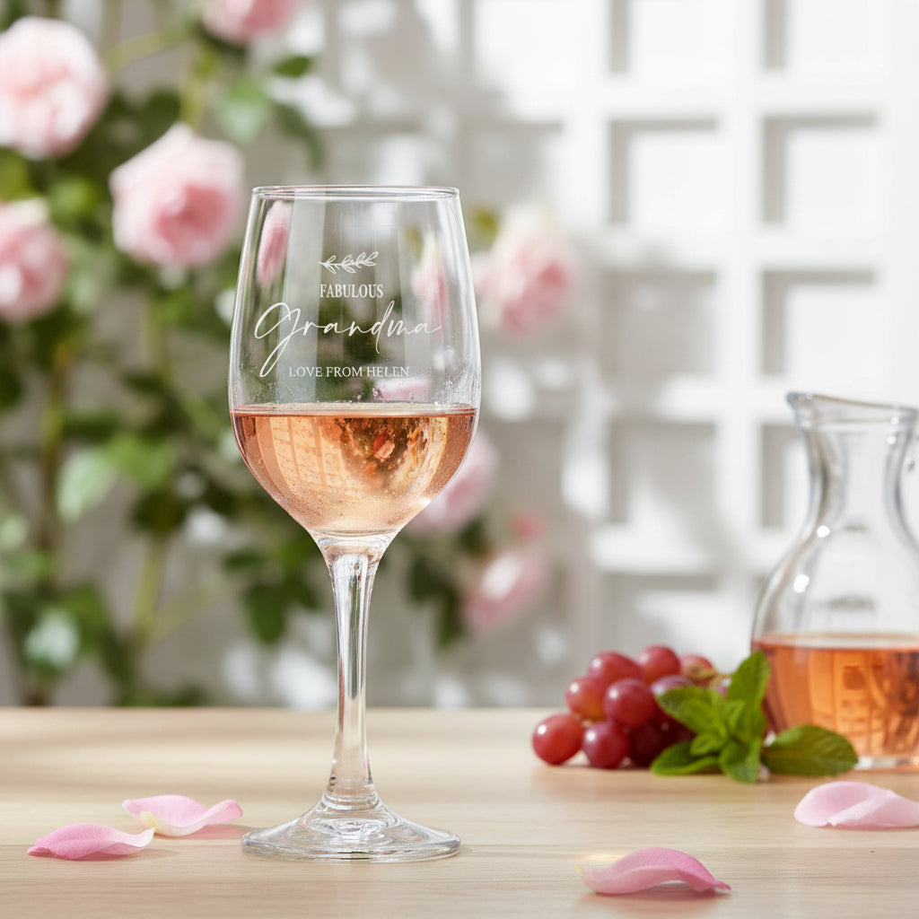 Personalised Fabulous Grandma Engraved Wine Glass Gift with Sentiment Personalised Wine Glasses ukgiftstoreonline