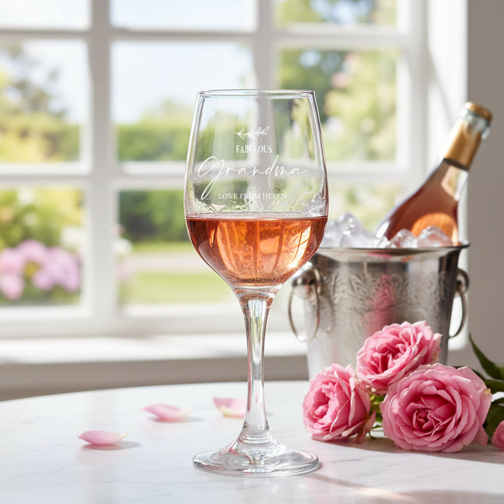 Personalised Fabulous Grandma Engraved Wine Glass Gift with Sentiment Personalised Wine Glasses ukgiftstoreonline
