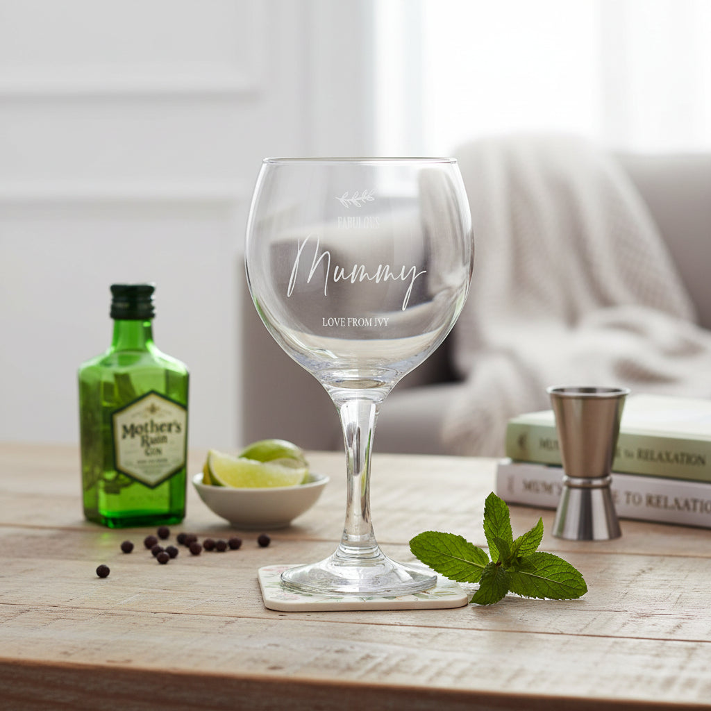 Personalised Mummy Gin and Tonic Engraved Glass with Sentiment Gift Boxed Personalised Gin Glass ukgiftstoreonline