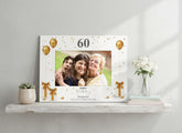 Personalised 60th Birthday Photo Frame With Gold Balloons ukgiftstoreonline