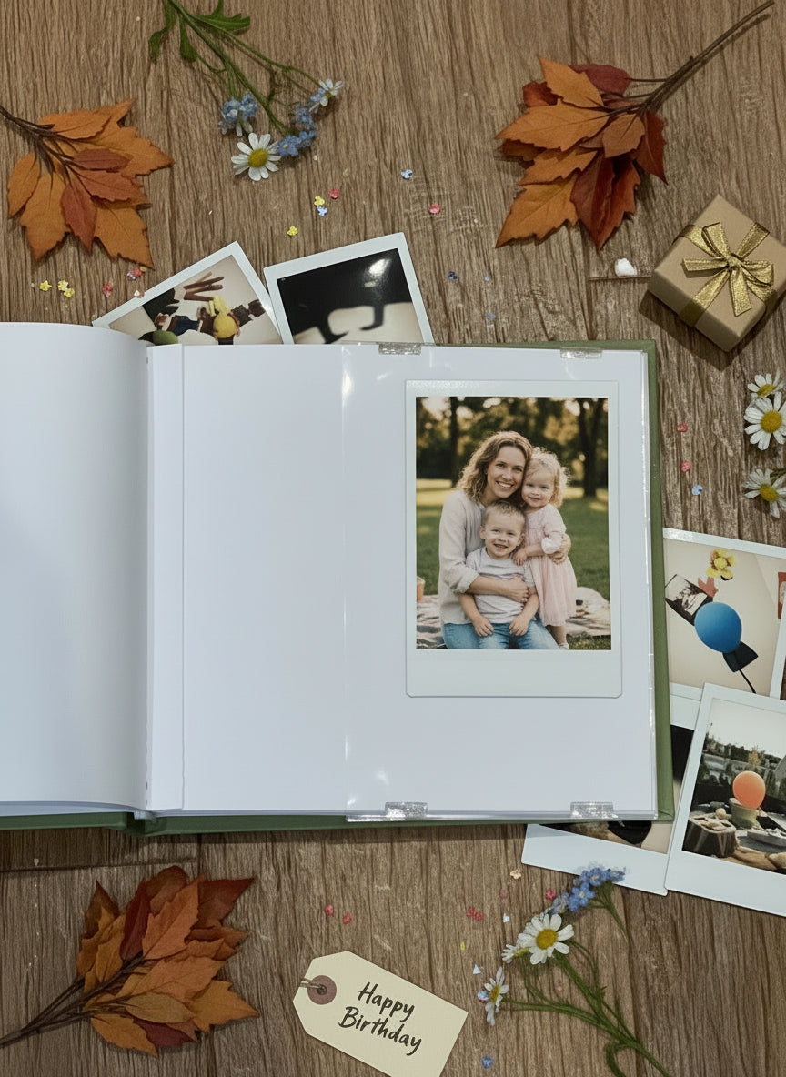 Mum Word Heart Olive Green Photo Picture Album Holds 50 x 6"x4" Mum Photo Album ukgiftstoreonline