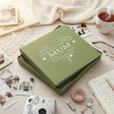 Mum Word Heart Olive Green Photo Picture Album Holds 50 x 6"x4" Mum Photo Album ukgiftstoreonline