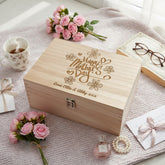 Personalised Large Mothers Day Flower Design Wooden Keepsake Box Keepsake Memory Box Raised Words
