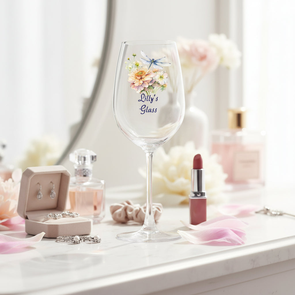 Personalised Dragonfly Wine Glass Gift For Her Personalised Gin Glasses ukgiftstoreonline