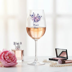 Personalised Purple Butterfly Wine Glass Gift For Her
