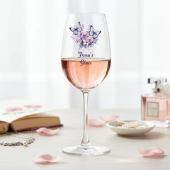 Personalised Purple Butterfly Wine Glass Gift For Her