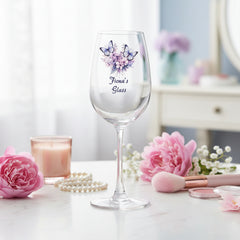 Personalised Purple Butterfly Wine Glass Gift For Her