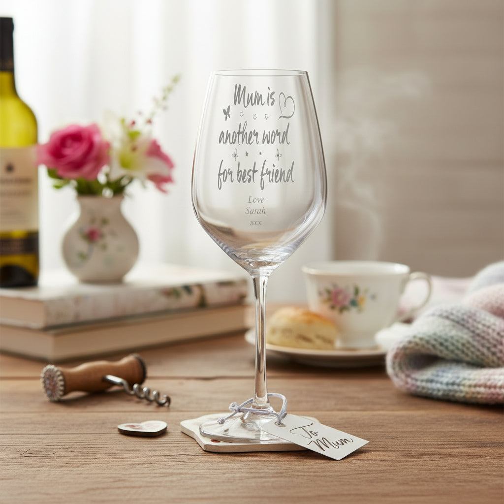 Mum Friend Sentiment Personalised Engraved Wine Glass Personalised Wine Glasses ukgiftstoreonline