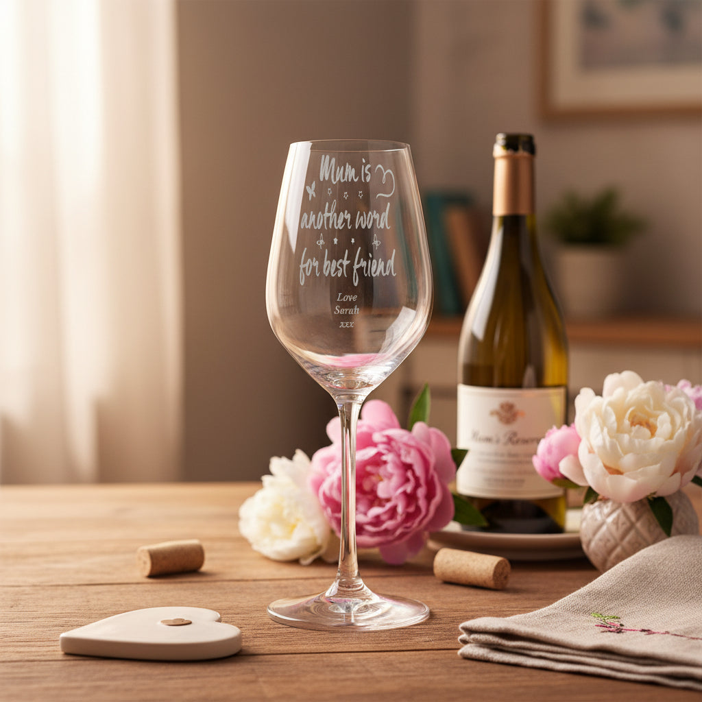 Mum Friend Sentiment Personalised Engraved Wine Glass Personalised Wine Glasses ukgiftstoreonline