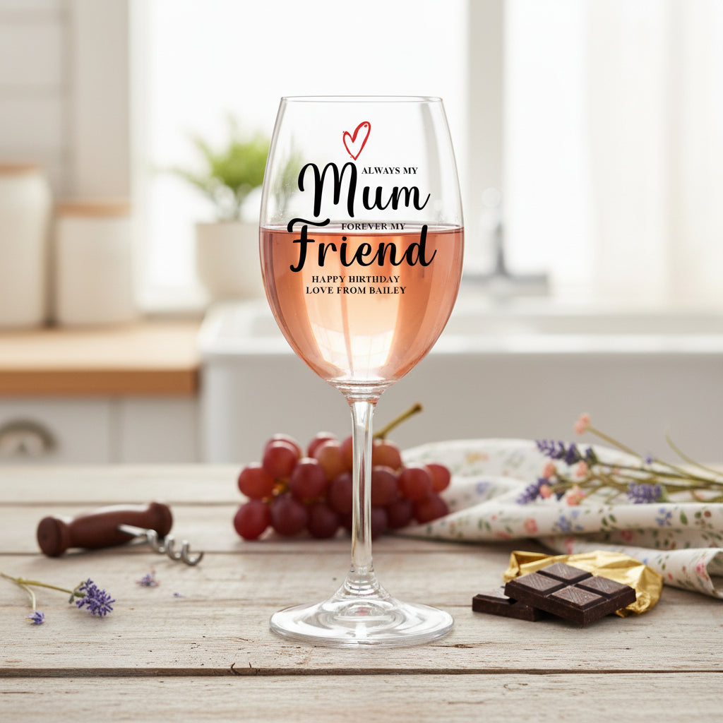 Personalised Mum Wine Glass Gift For Her With Love Heart Any Occasion Personalised Gin Glass ukgiftstoreonline