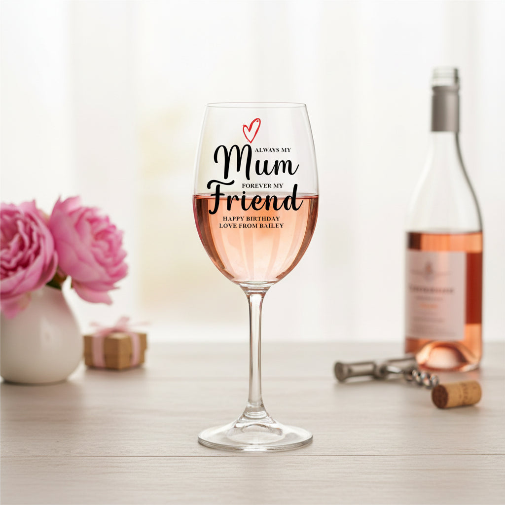 Personalised Mum Wine Glass Gift For Her With Love Heart Any Occasion Personalised Gin Glass ukgiftstoreonline