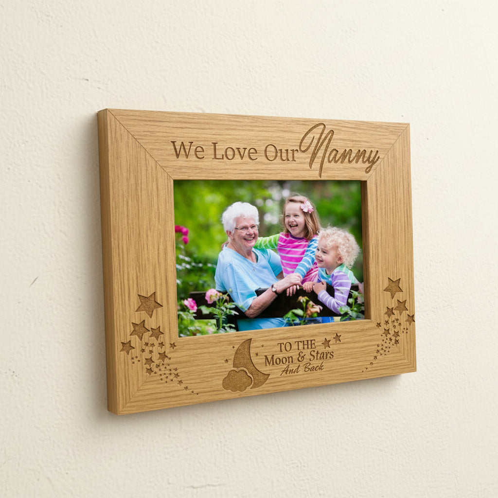 We Love Our Nanny Oak wood finish Engraved Photo Frame Photo Frame ukgiftstoreonline