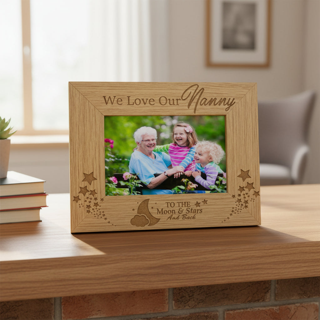 We Love Our Nanny Oak wood finish Engraved Photo Frame Photo Frame ukgiftstoreonline